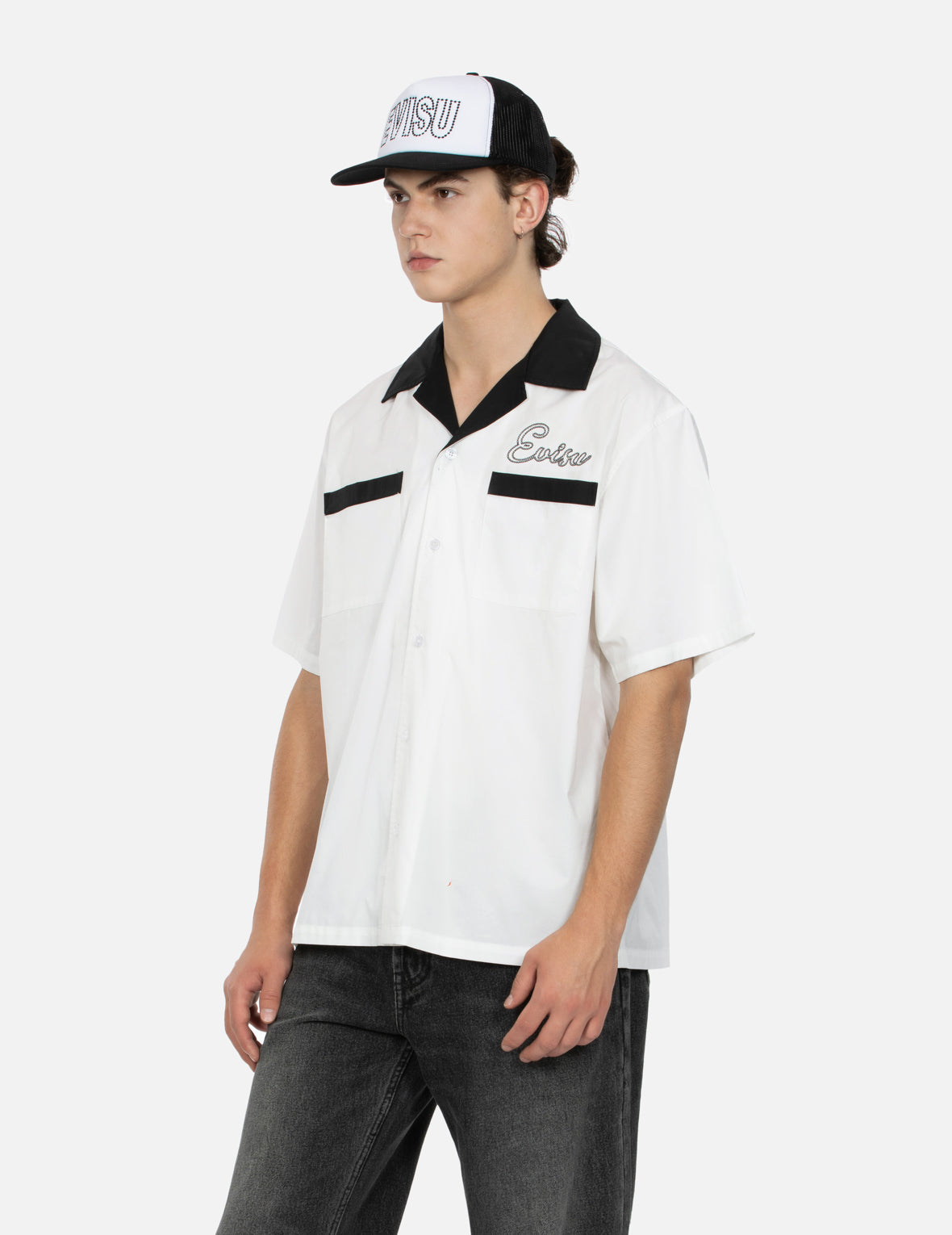 Chain-Stitched Embroidery Logo Boxy Tencel Shirt