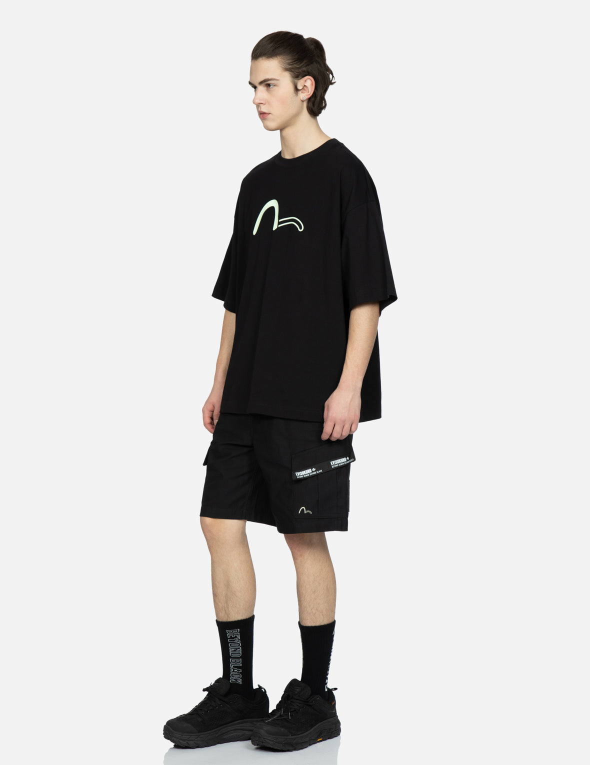 商標標籤貼佈工裝短褲