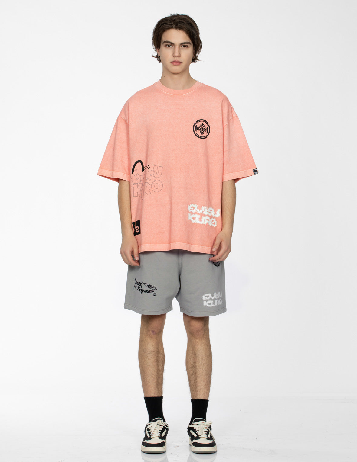 Multi Logo Print Relax Fit Sweat Shorts