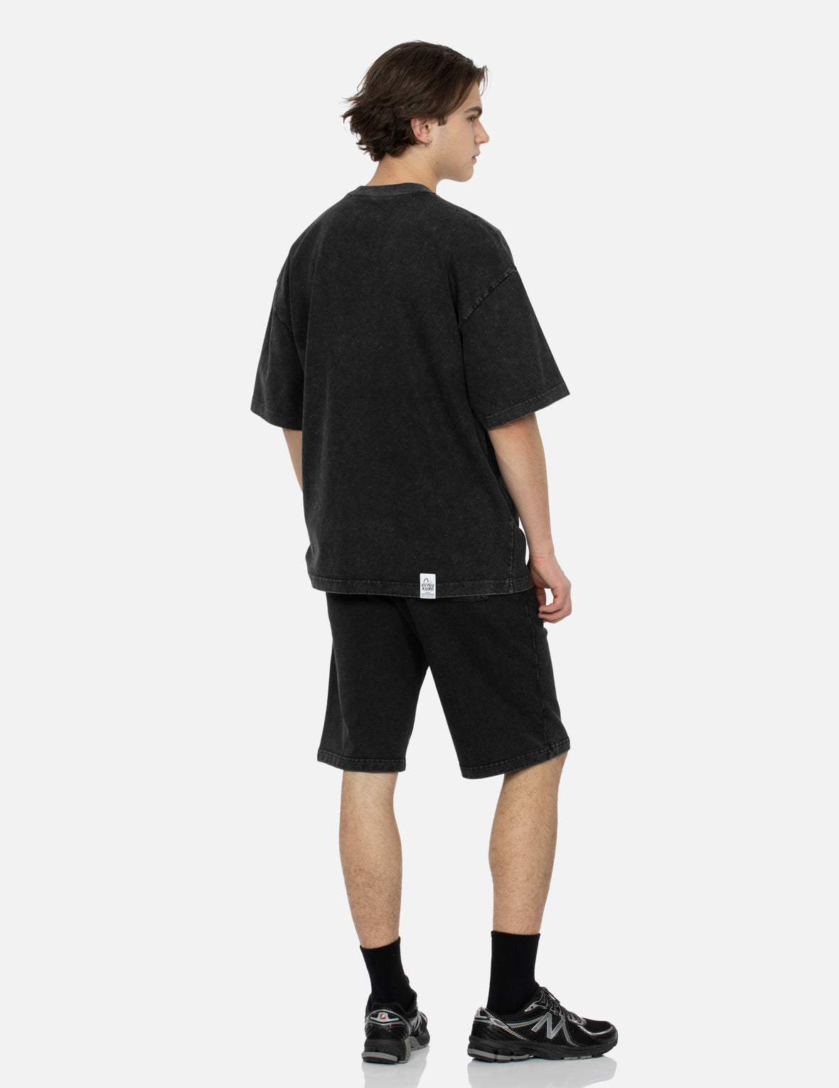 商標及口號印花超寬版水洗T恤