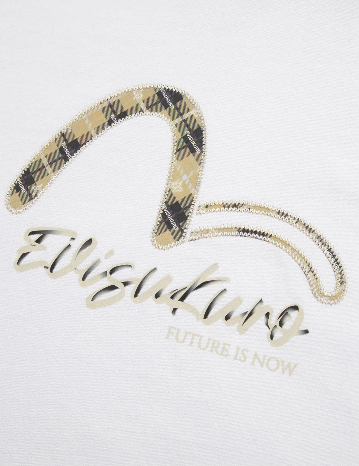 Paisley Check Insert Seagull Loose Fit T-shirt