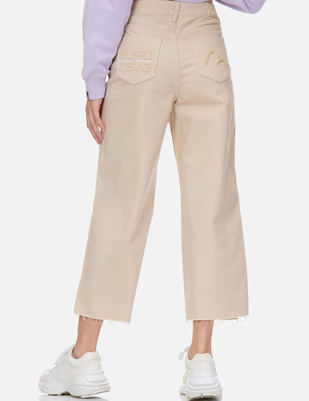 立體海鷗徽章牛仔闊腿褲