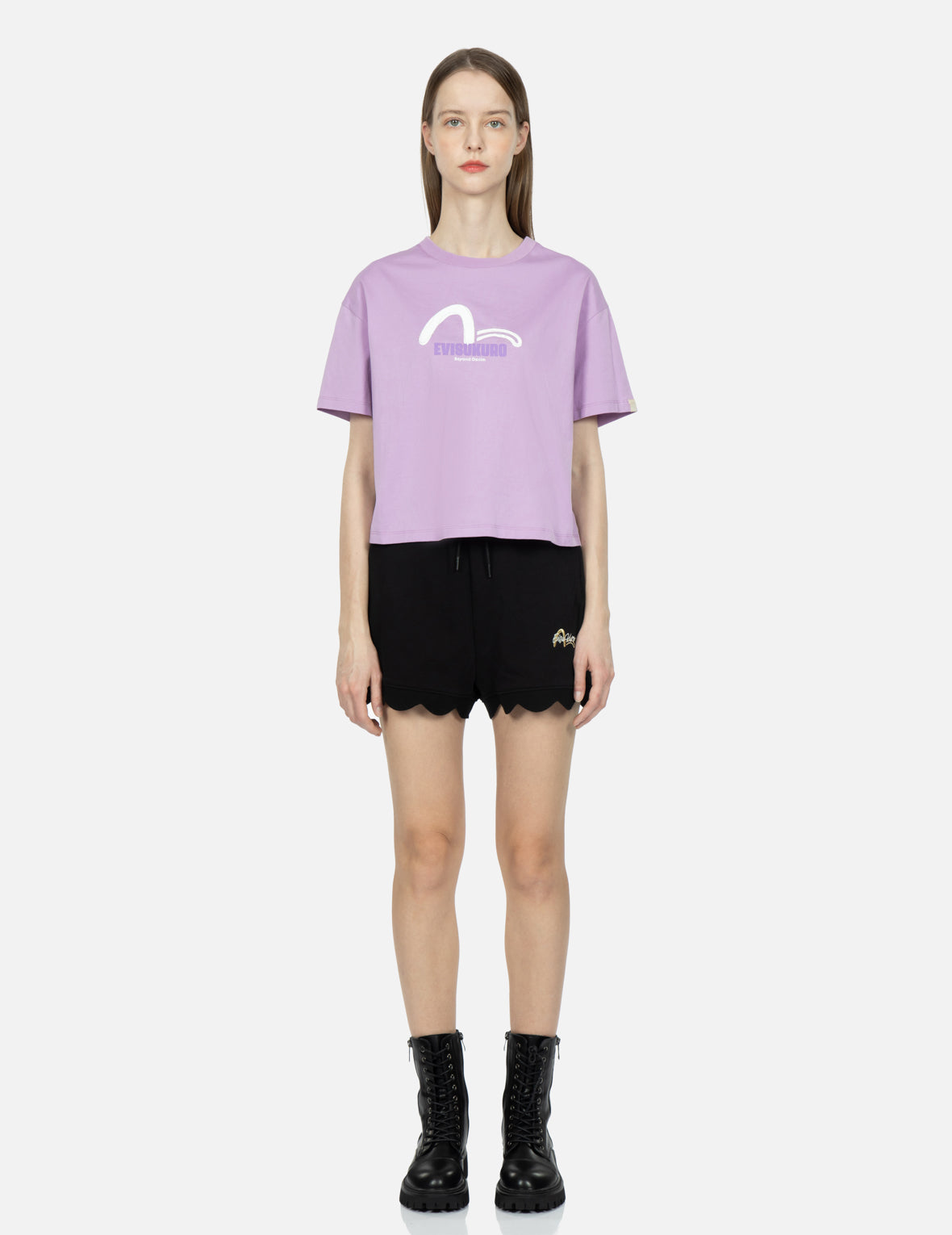 Logo及海鷗刺繡波浪邊短褲