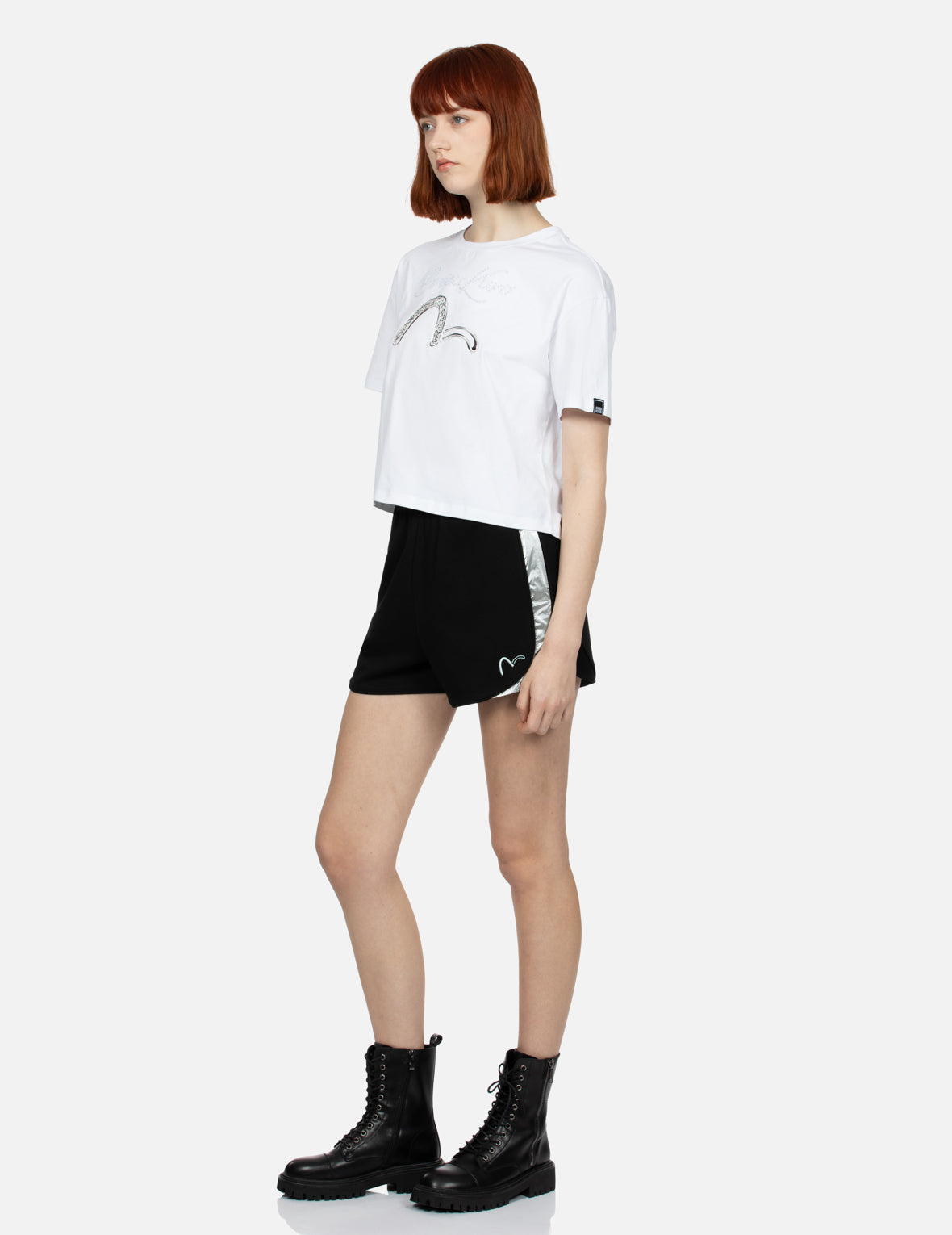 Seagull and Logo Sequined Loose Fit T-shirt