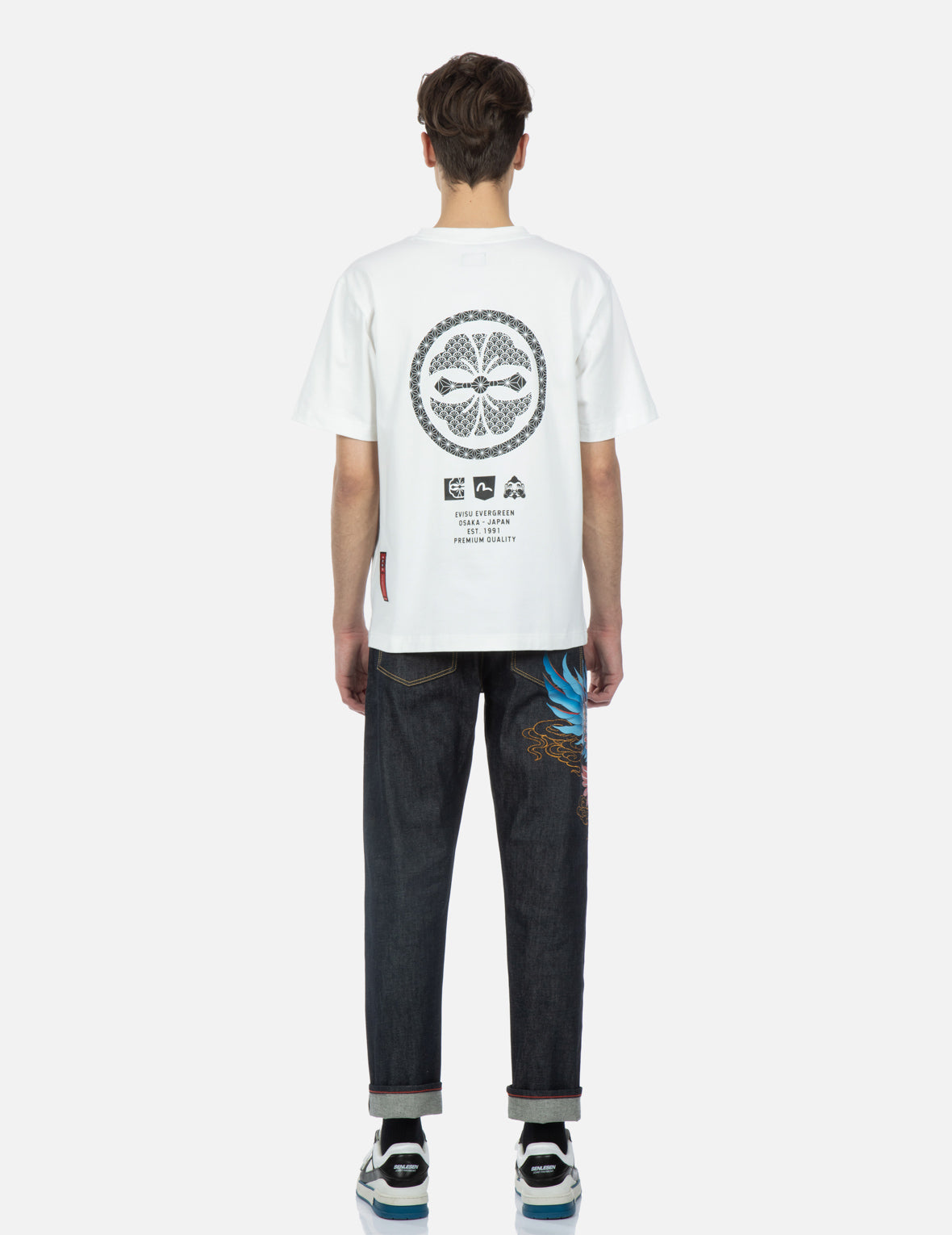 海鷗及雄鷹刺繡窄腳露踝牛仔褲 #2017