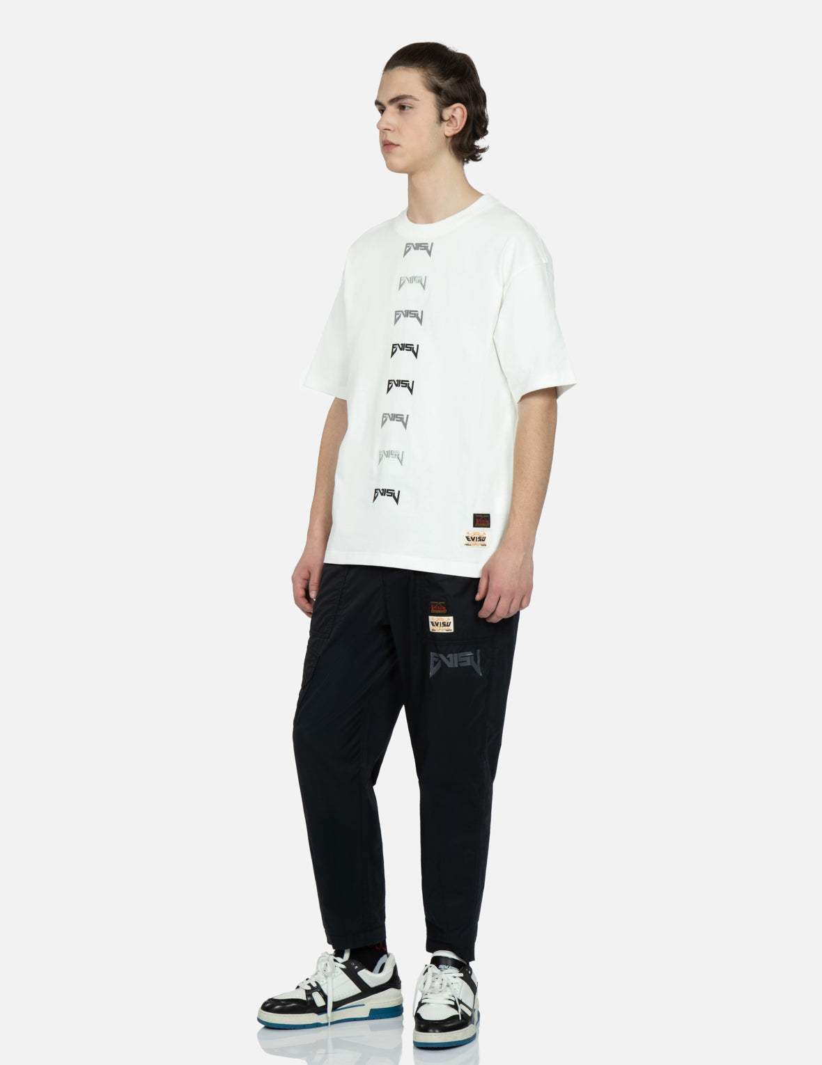 Seagull and Slogan Embroidery Relax-Fit Pants