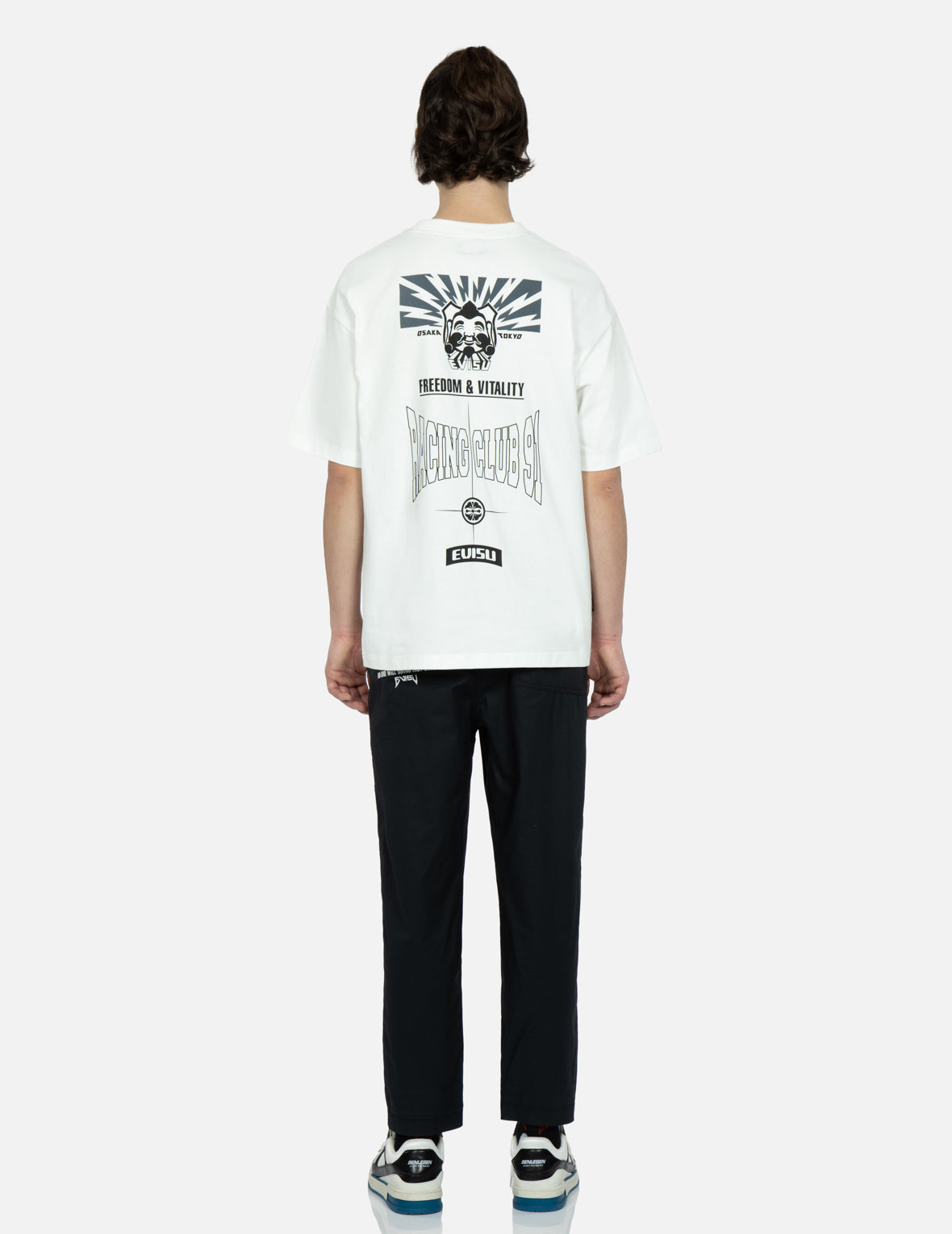 Seagull and Slogan Embroidery Relax-Fit Pants