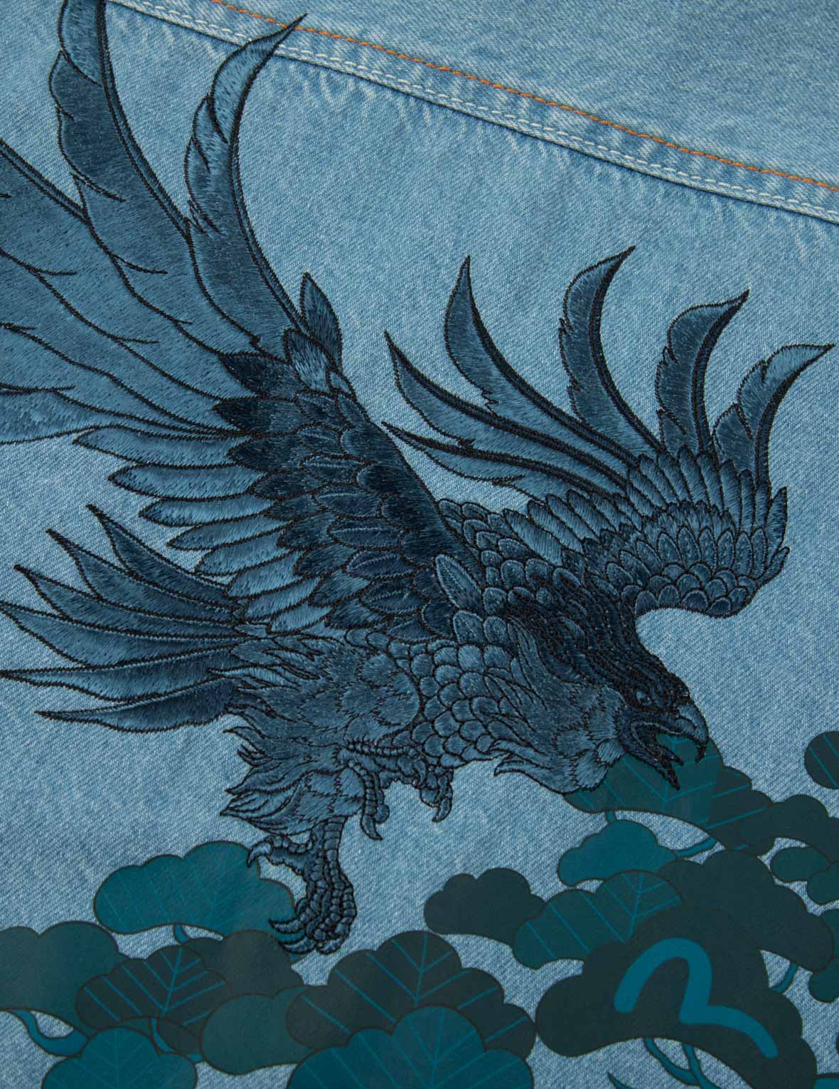 雄鷹與小海鷗刺繡牛仔襯衫