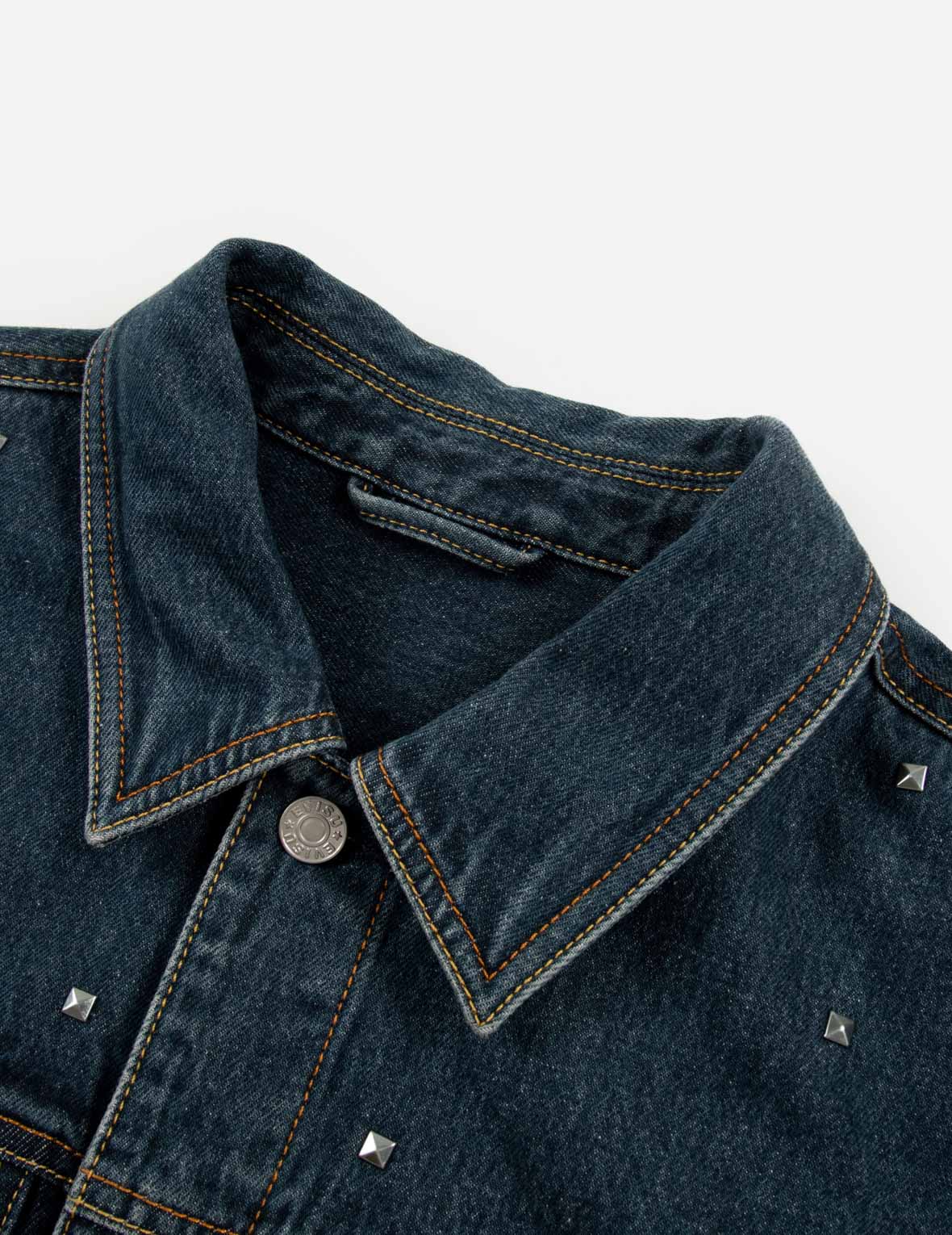 鑽石達摩和海鷗印花寬版牛仔外套