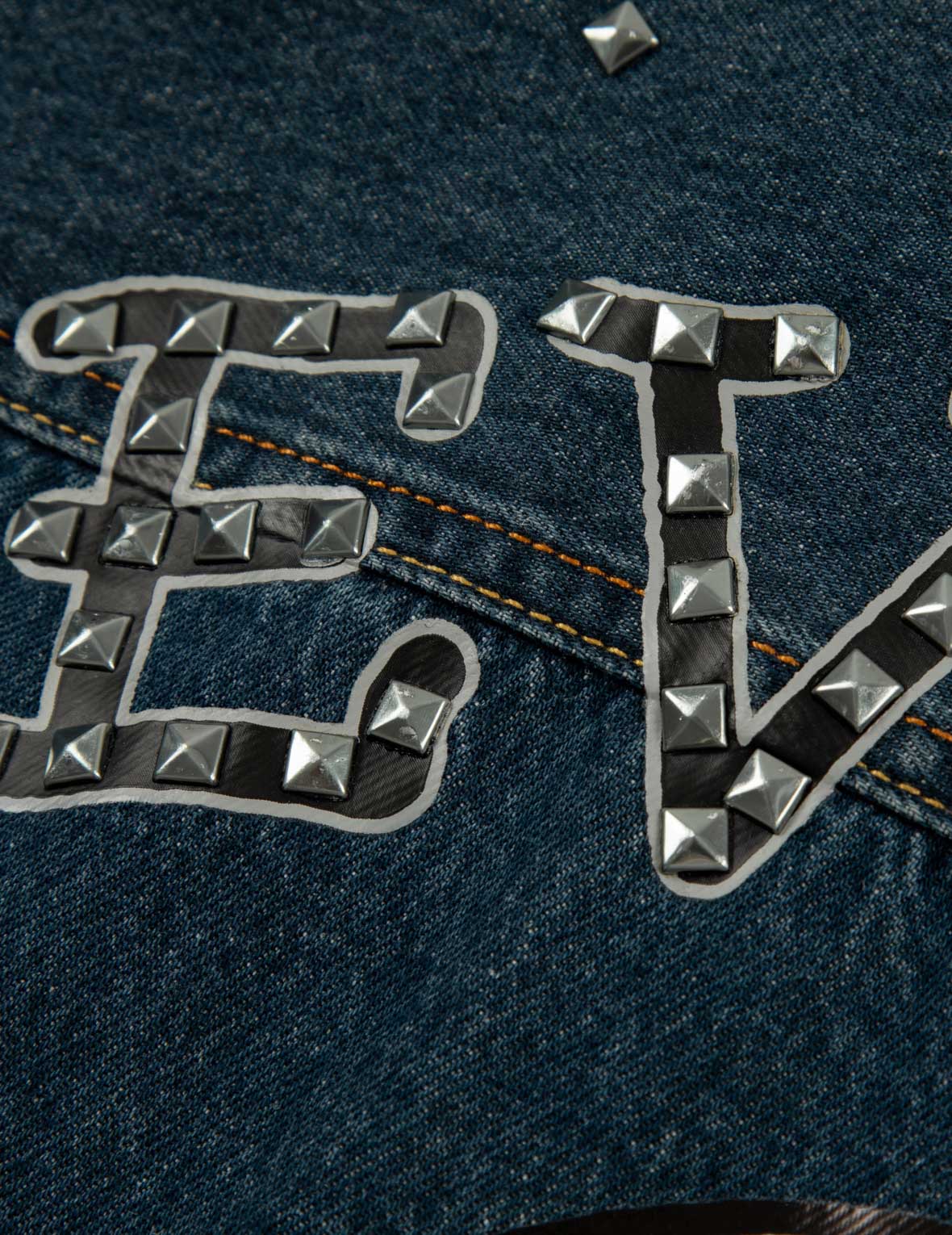 鑽石達摩和海鷗印花寬版牛仔外套