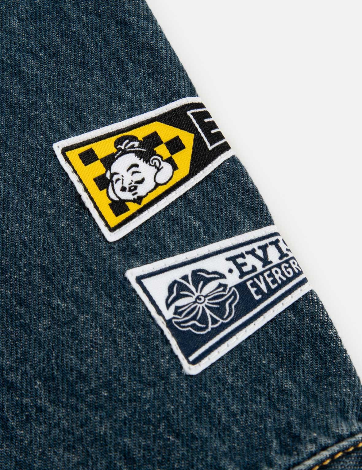 鑽石達摩和海鷗印花寬版牛仔外套