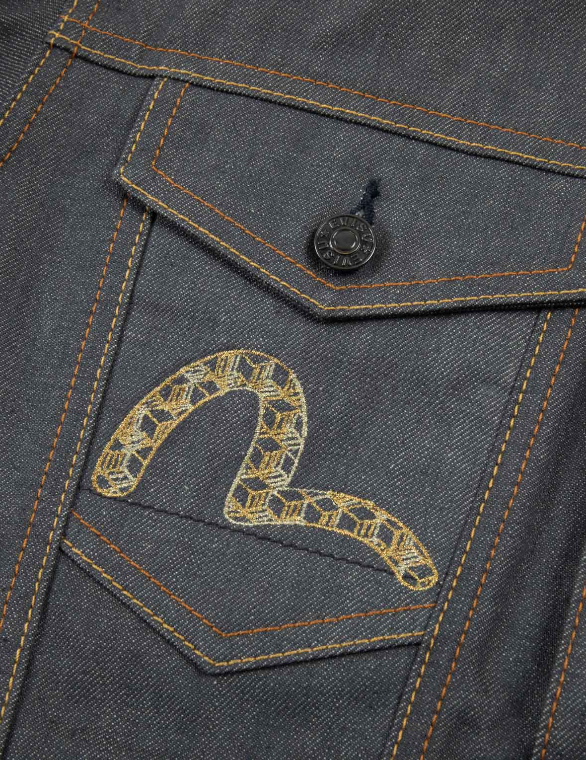 小海鷗與神奈川衝浪裡刺繡常規版型牛仔外套