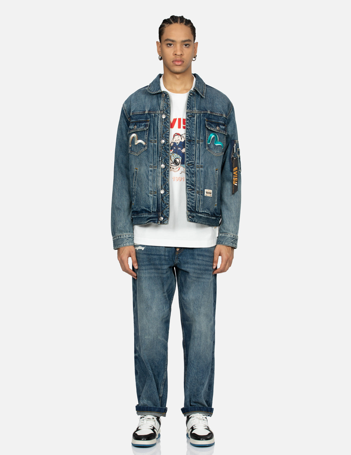 Seagull Embroidery
Godhead Print Relax Fit Denim Jacket