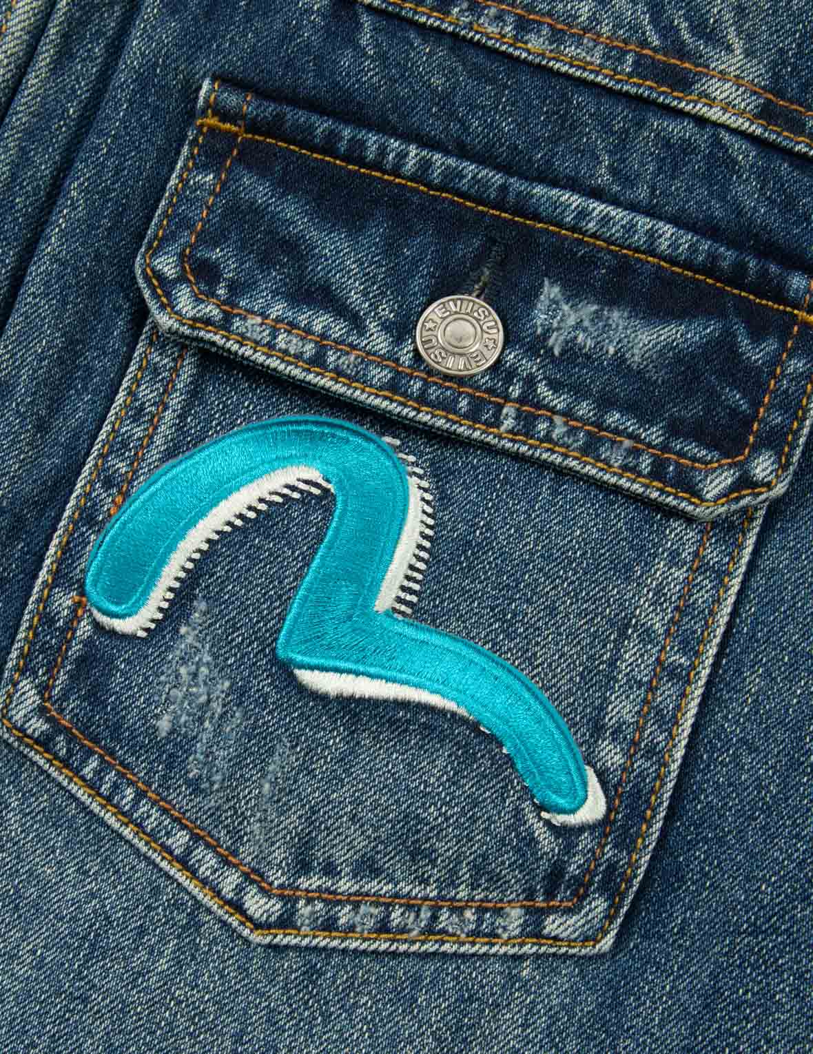 Seagull Embroidery
Godhead Print Relax Fit Denim Jacket