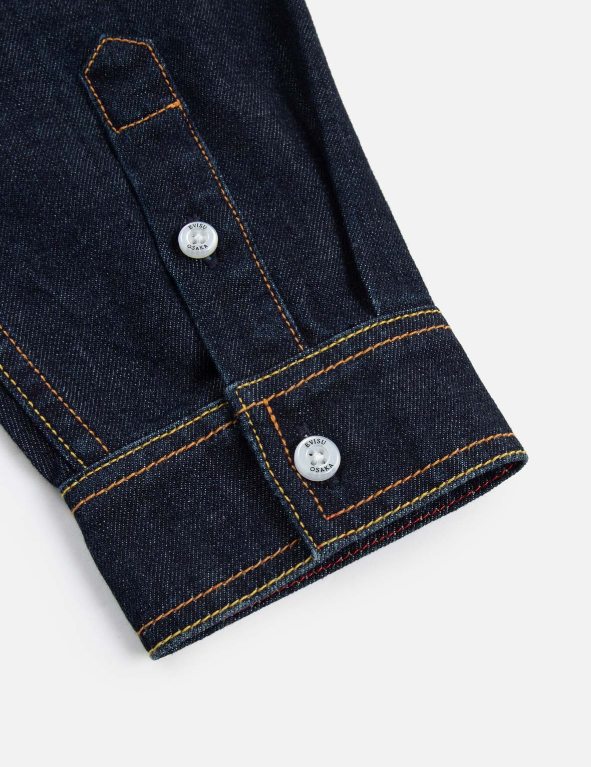 Kamon Stitching and The Great Wave Daicock Print Relax Fit Denim Shirt