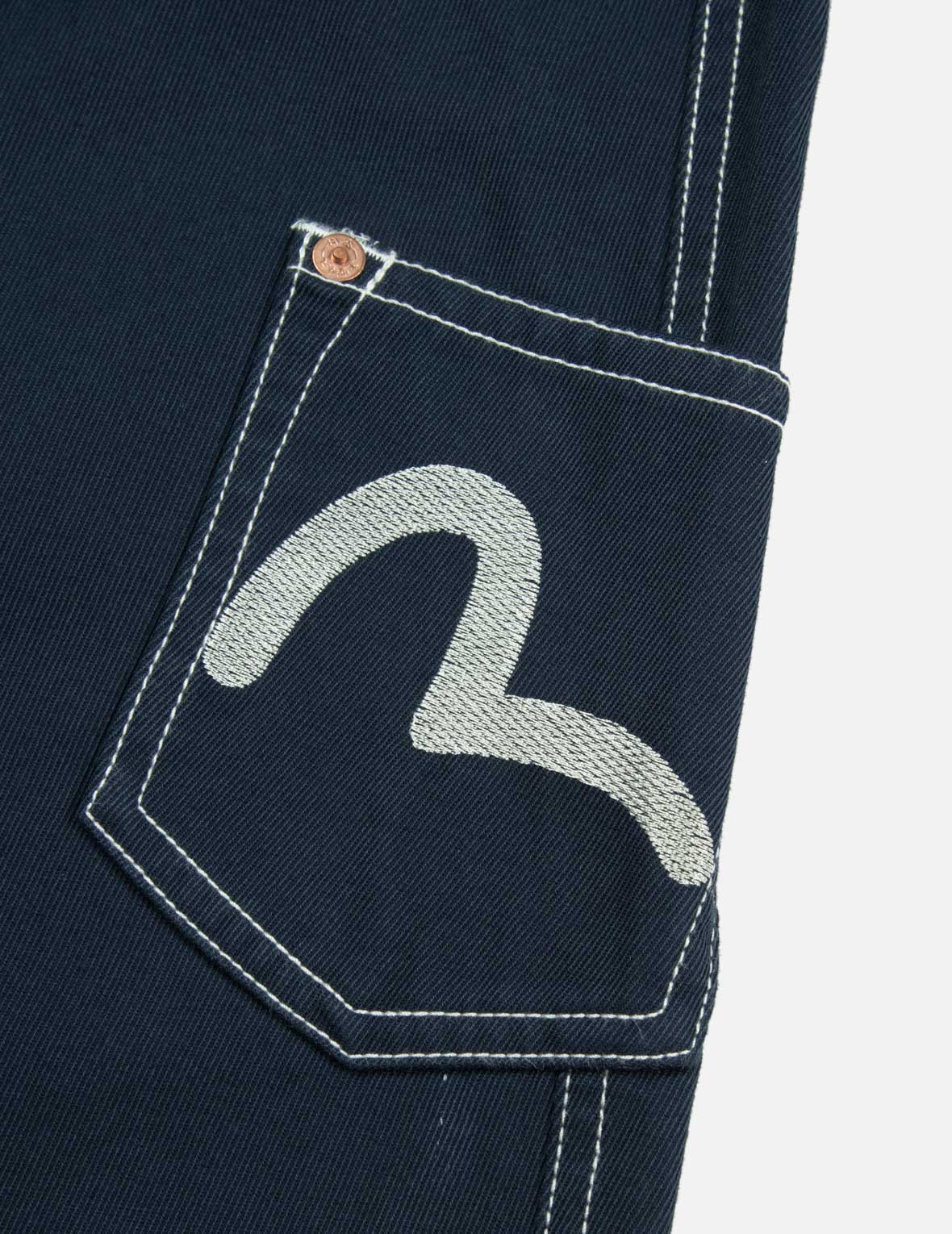 海鷗刺繡明線直筒工裝褲