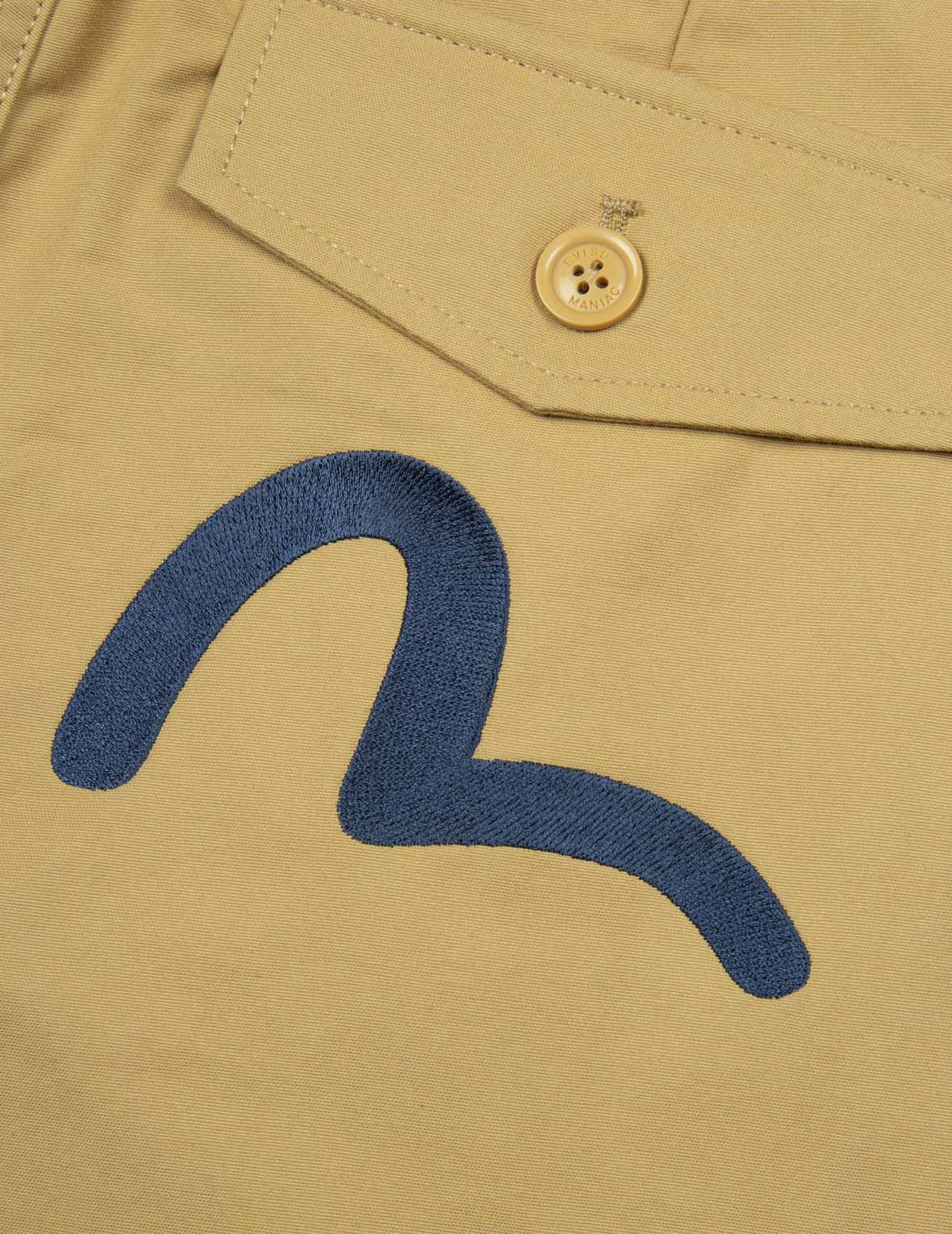 海鷗刺繡和旗幟織標寬版休閒休閒褲