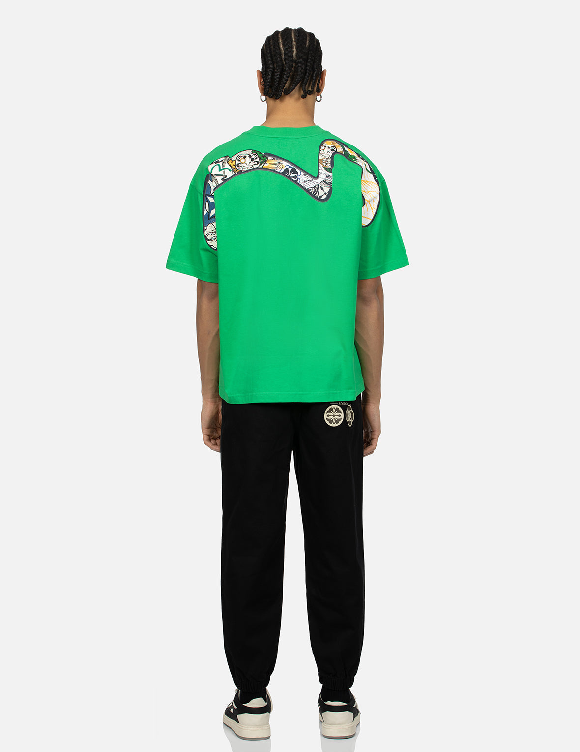 Multi-Hanafuda Daruma and Daicock Print Loose Fit T-shirt