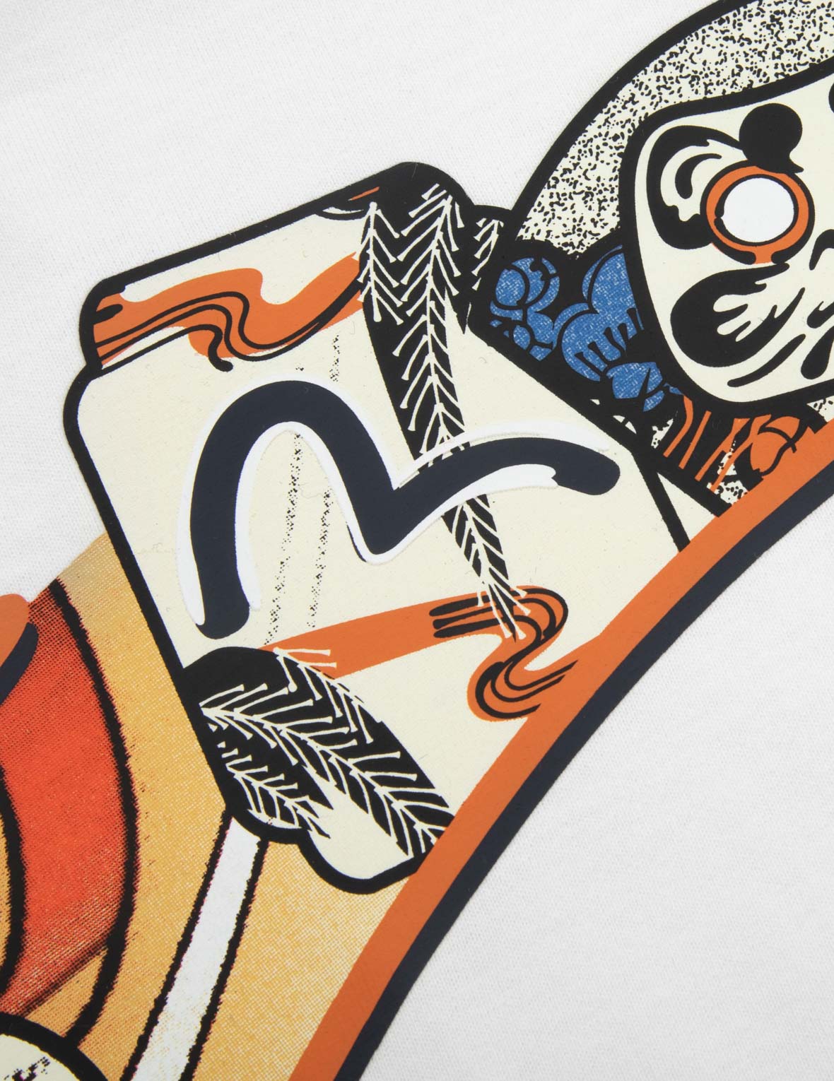 Multi-Hanafuda Daruma and Daicock Print Loose Fit T-shirt