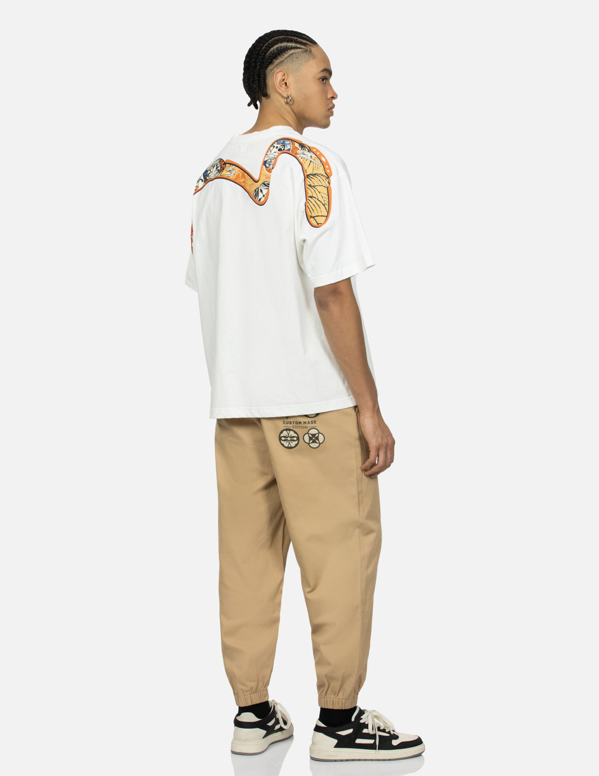 Multi-Hanafuda Daruma and Daicock Print Loose Fit T-shirt
