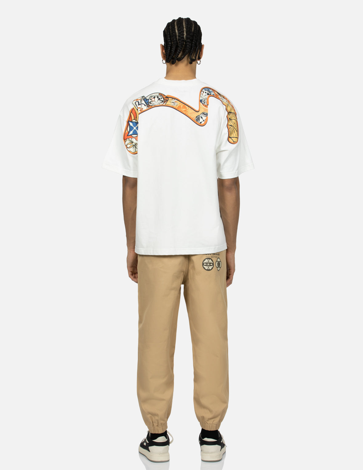 Multi-Hanafuda Daruma and Daicock Print Loose Fit T-shirt