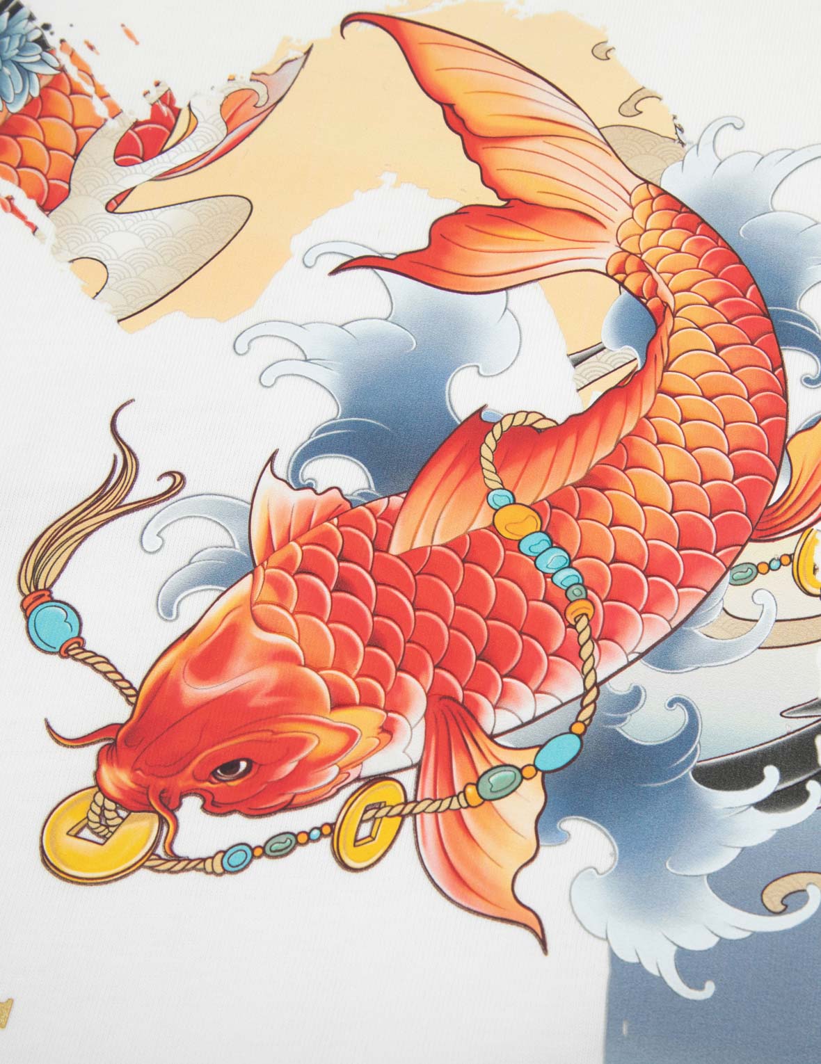 鯉魚和海鷗筆刷大M數位印花寬版T恤