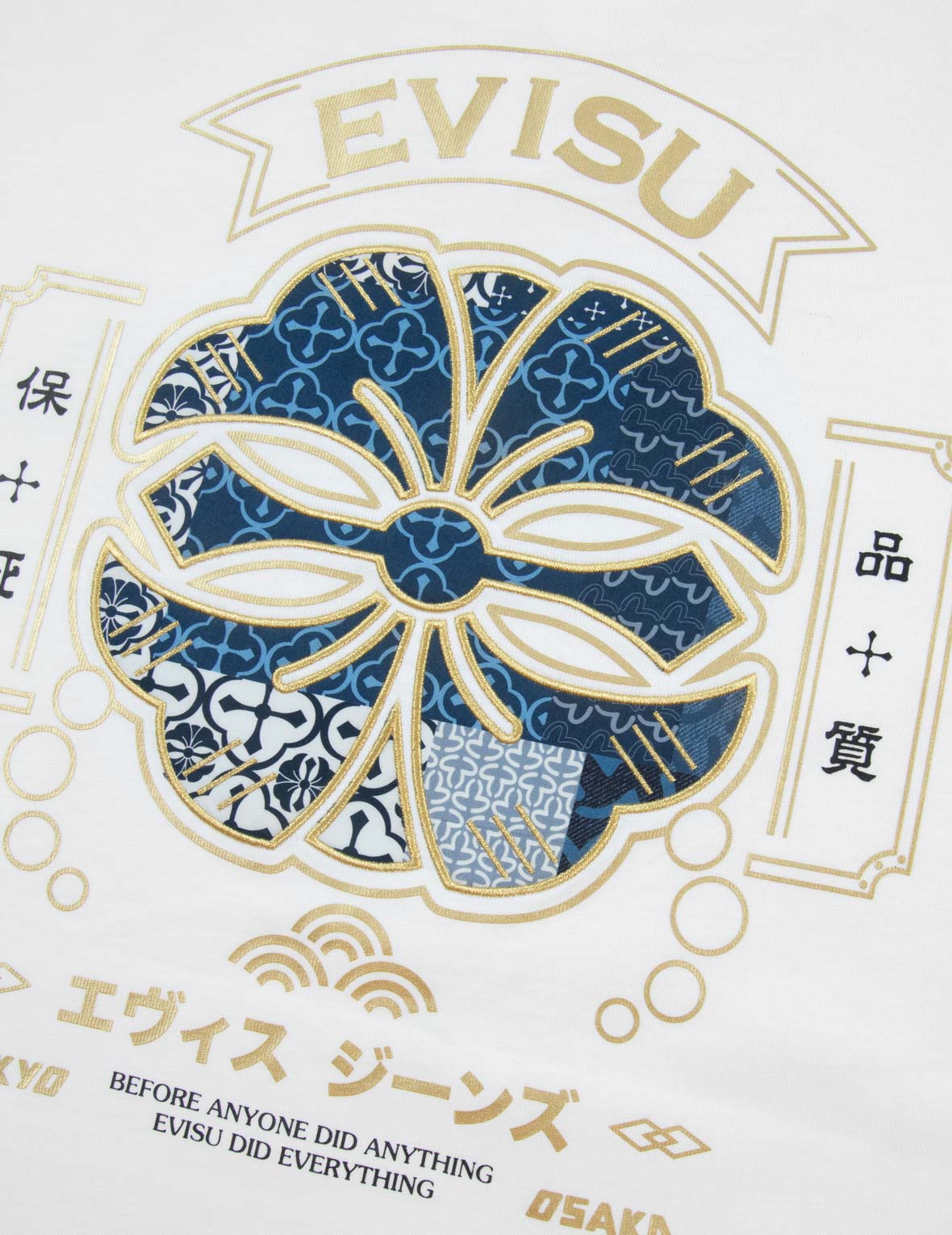家花與海鷗拼布貼布寬版T恤