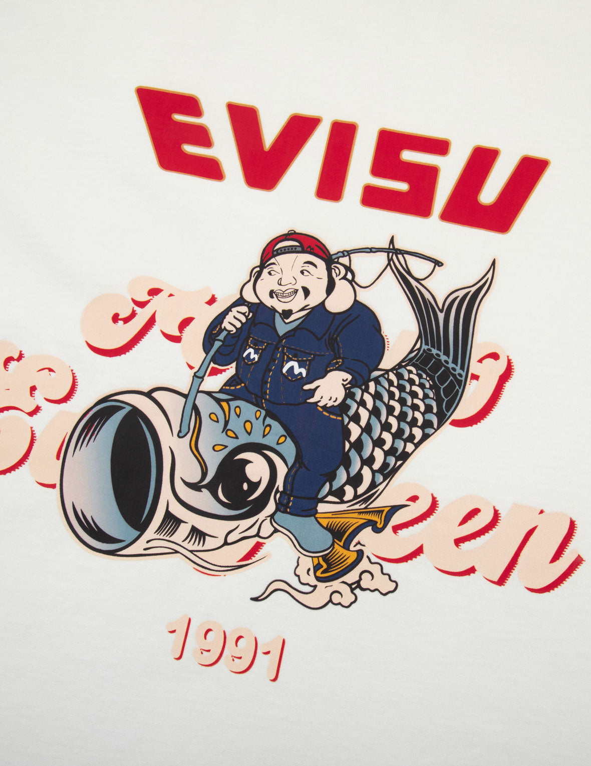 佛頭及鯉魚旗印花寬版T恤