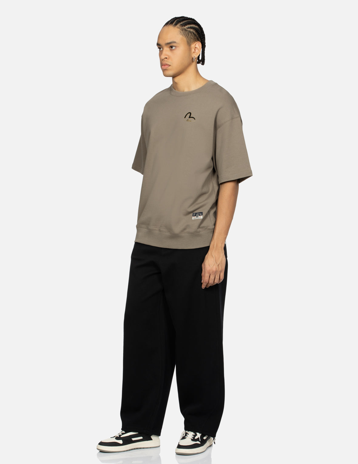 神奈川衝浪和海鷗印花休閒寬版短袖衛衣