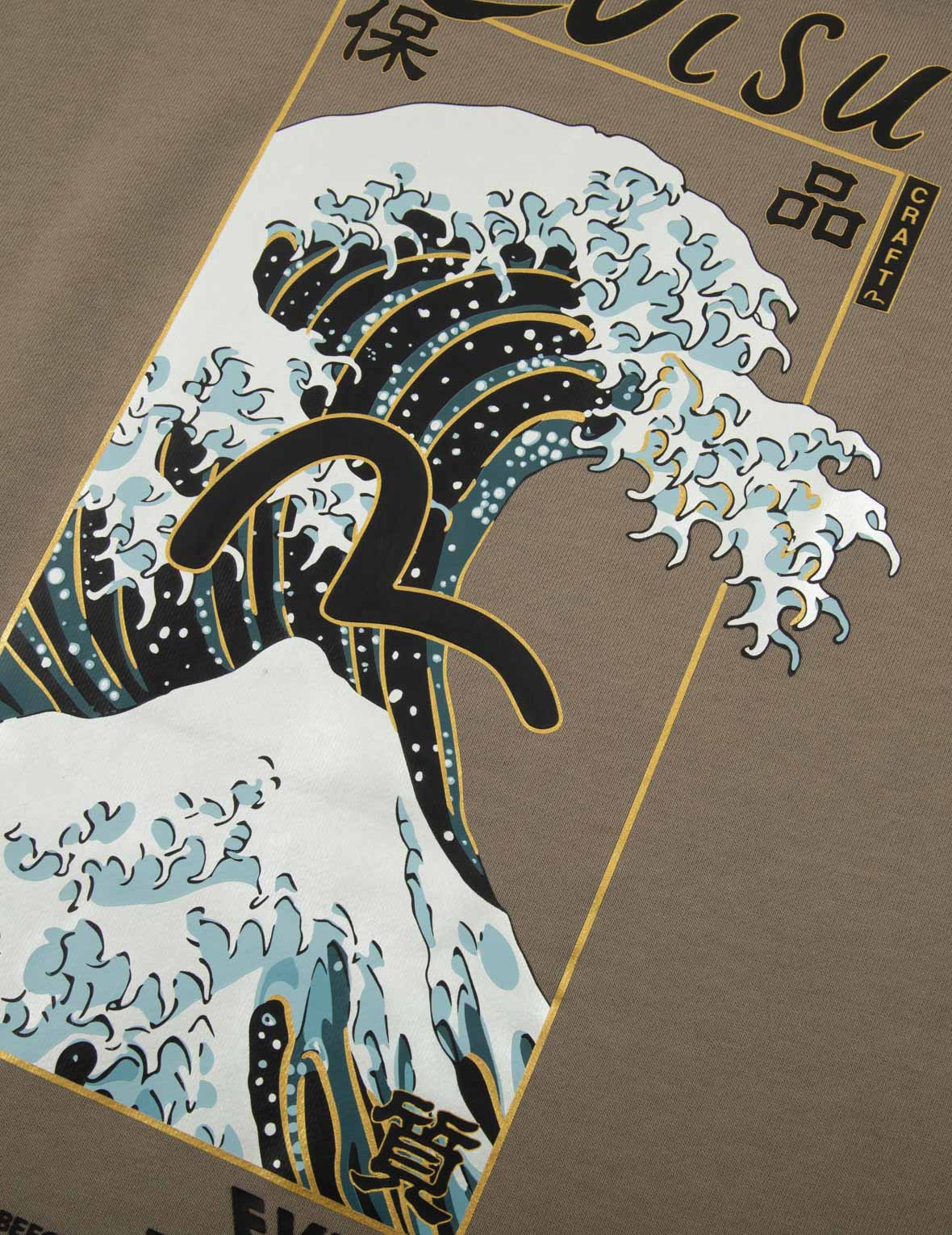 神奈川衝浪和海鷗印花休閒寬版短袖衛衣