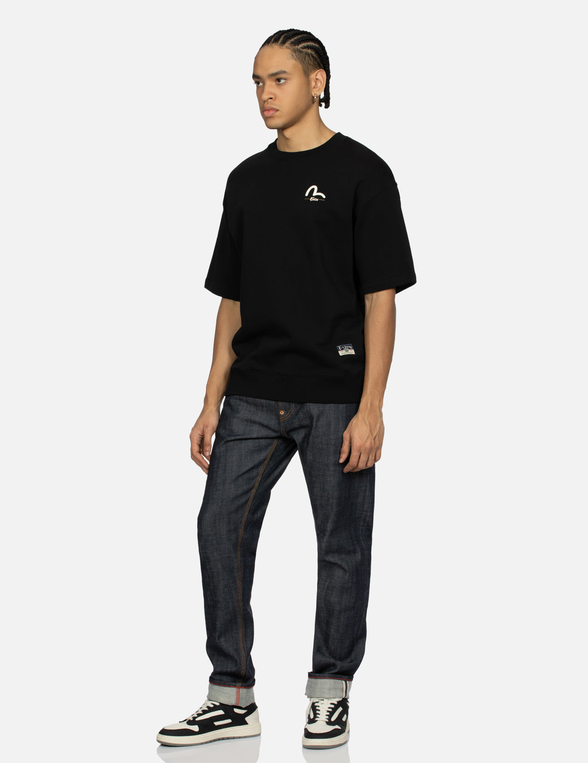 神奈川衝浪和海鷗印花休閒寬版短袖衛衣