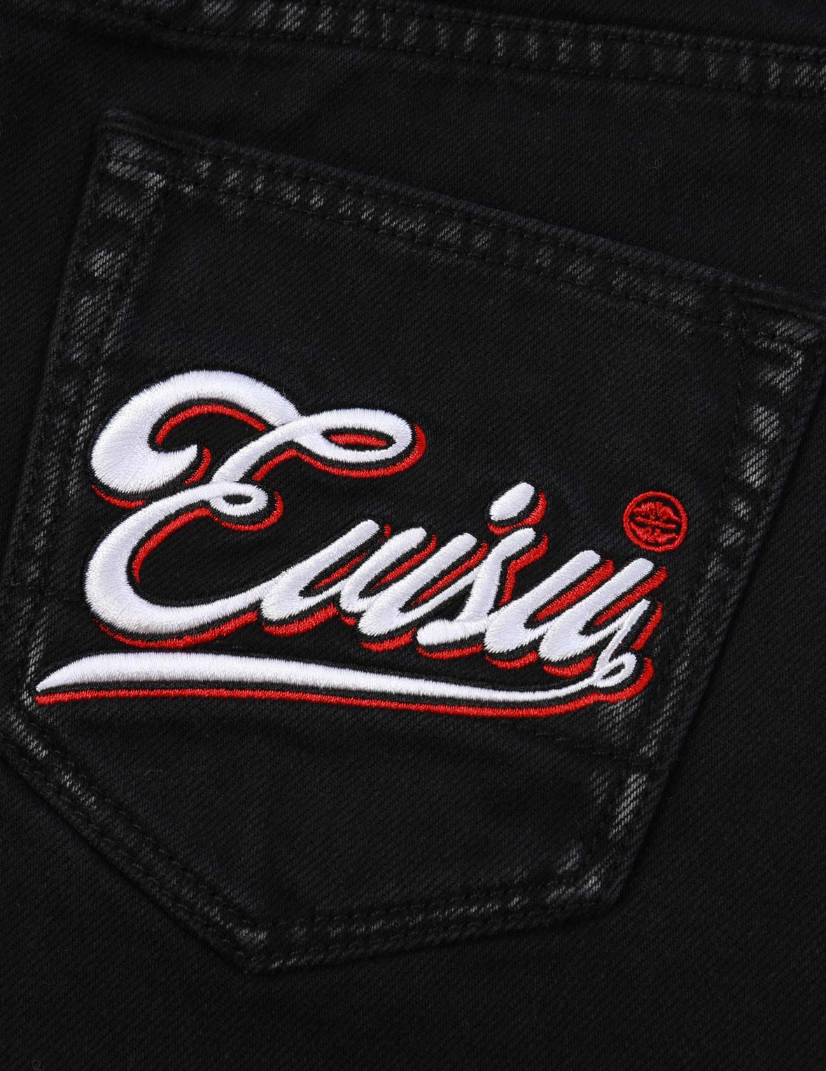 Seagull and 3D Logo Embroidery Denim Shorts
