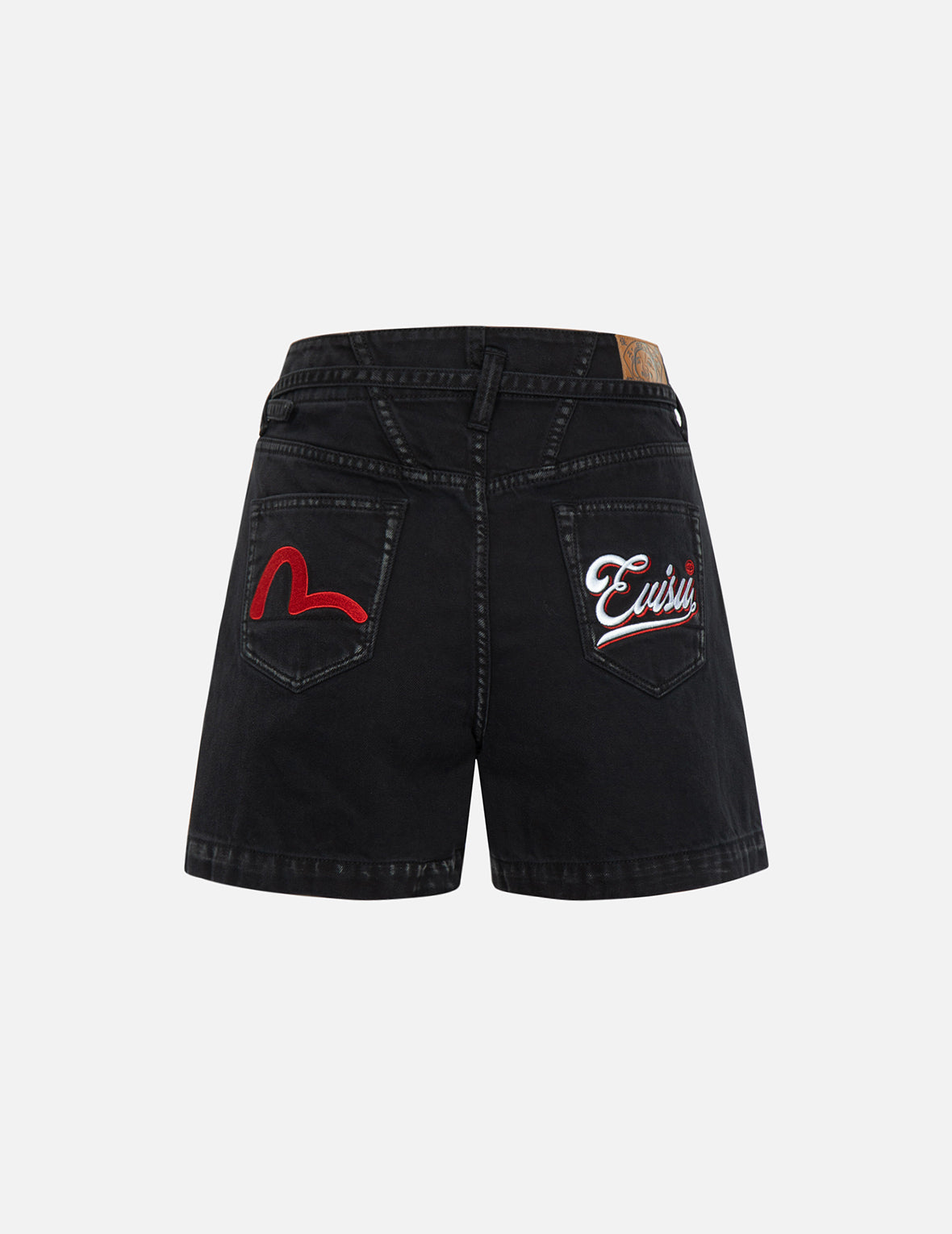 Seagull and 3D Logo Embroidery Denim Shorts
