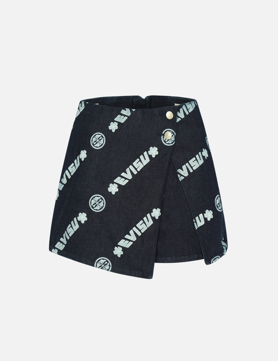 Allover Logo Print Blocking Denim Skort
