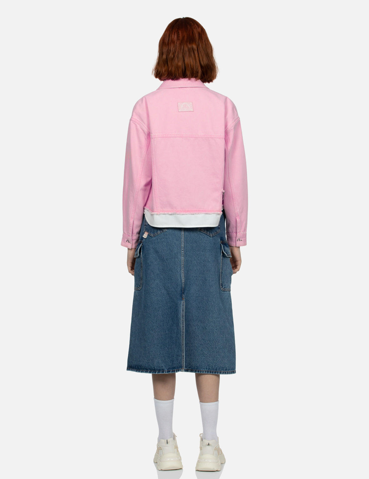 海鷗貼花刺繡假兩件式時尚版型牛仔外套