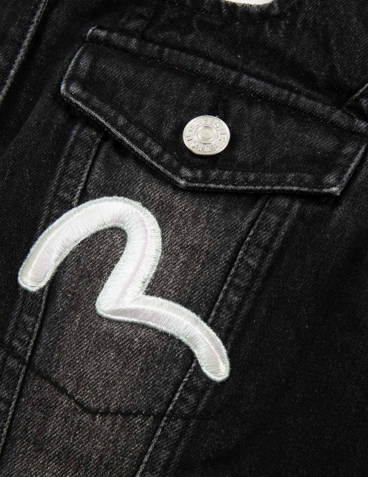 海鷗刺繡可拆卸兩件式時尚版型牛仔外套