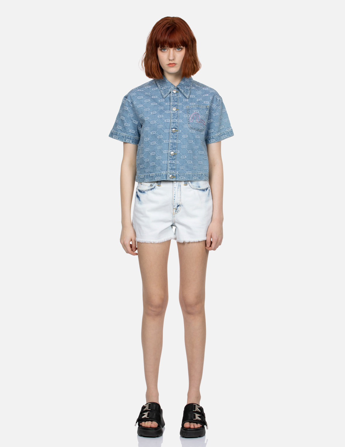 Seagull Appliqué Pocket Fashion fit Denim Shorts