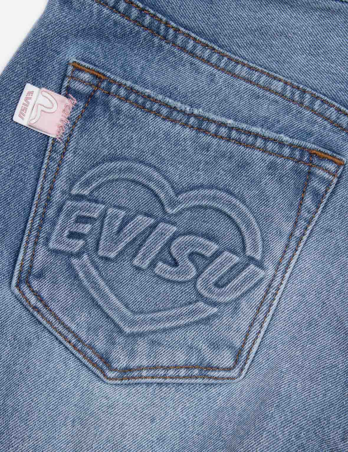 Seagull and Heart Embossed Fashion Fit Jeans