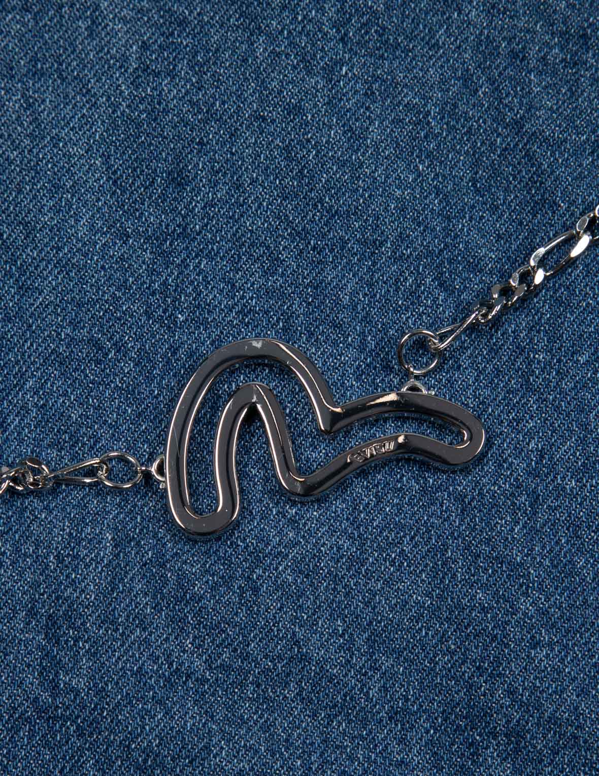 Seagull Print Fashion Fit Denim Pleated Skirt