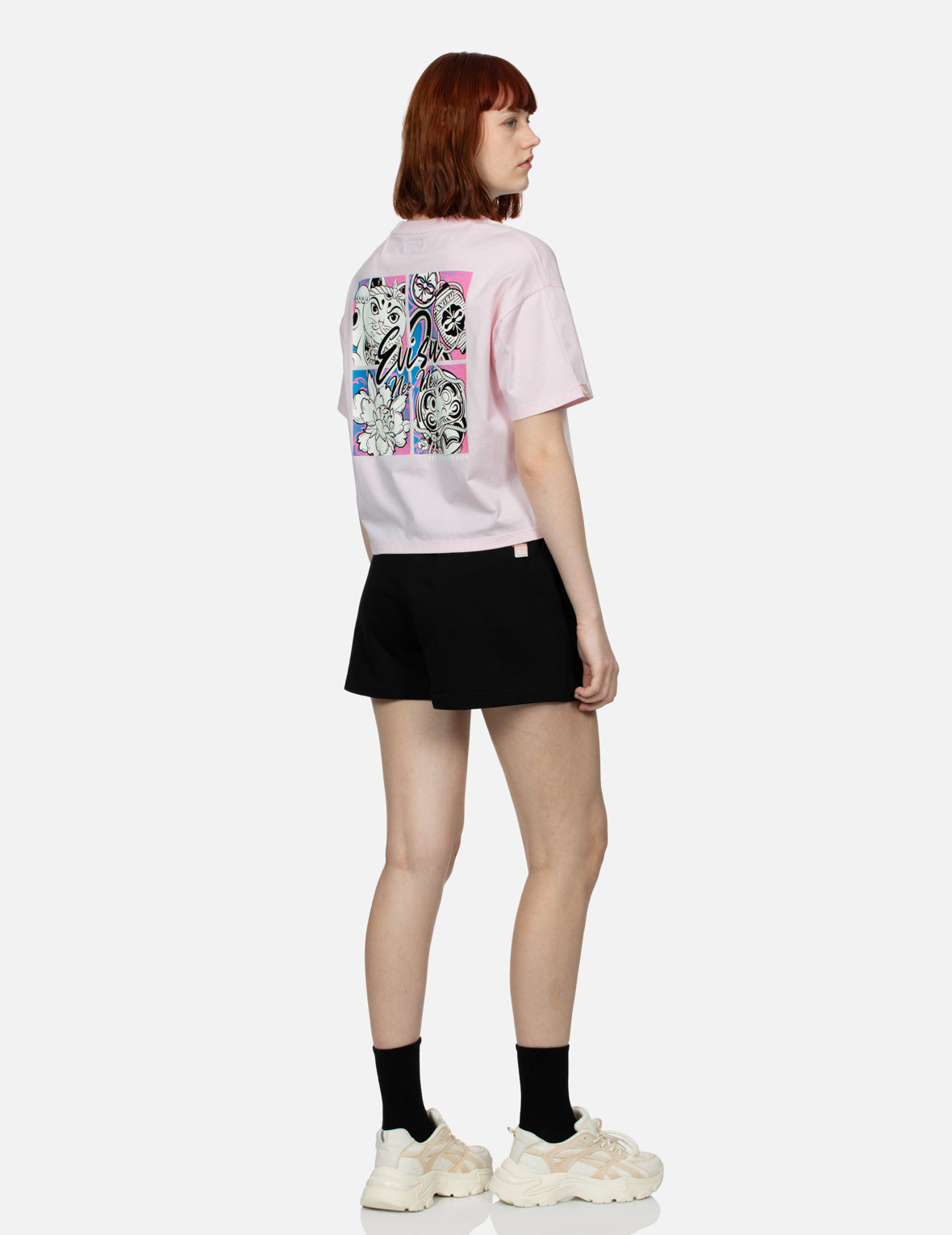 Cherry Blossom and Festival-Themed Daruma Cropped T-shirt