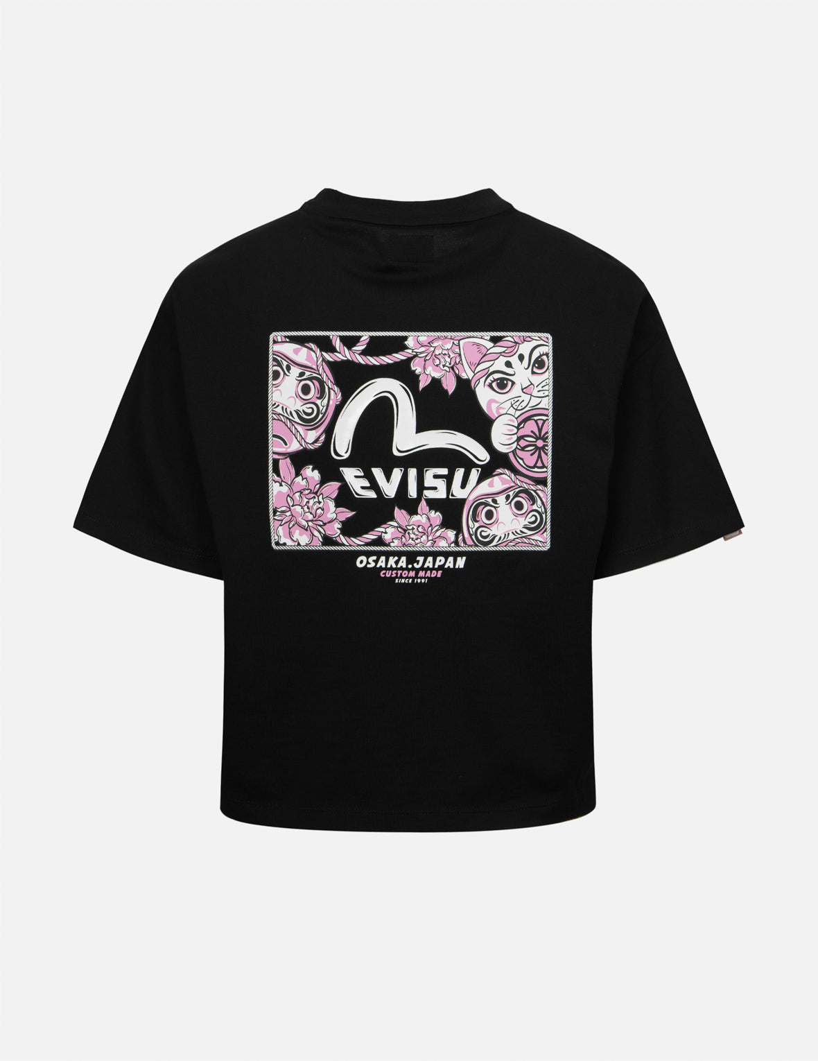 Cherry Blossom and Festival-Themed Daruma Cropped T-shirt