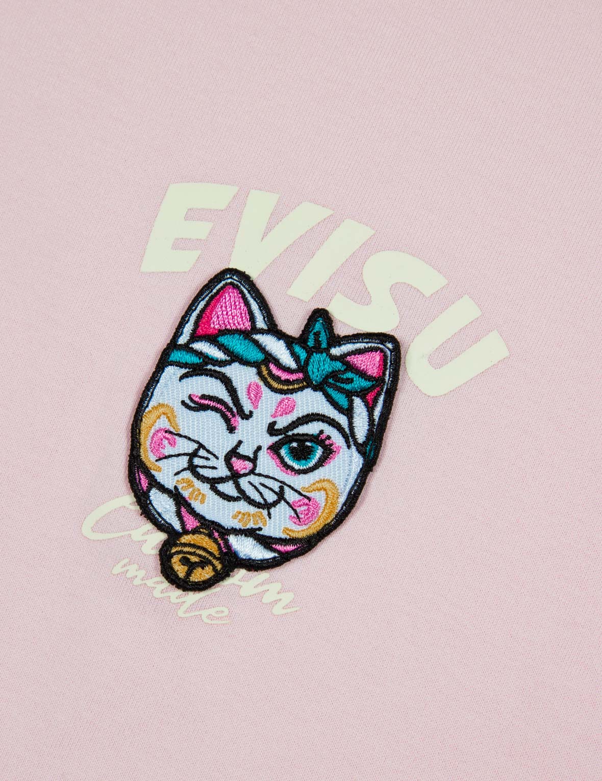 Logo Print and Fortune Cat Embroidery Badge Boyfriend T-shirt