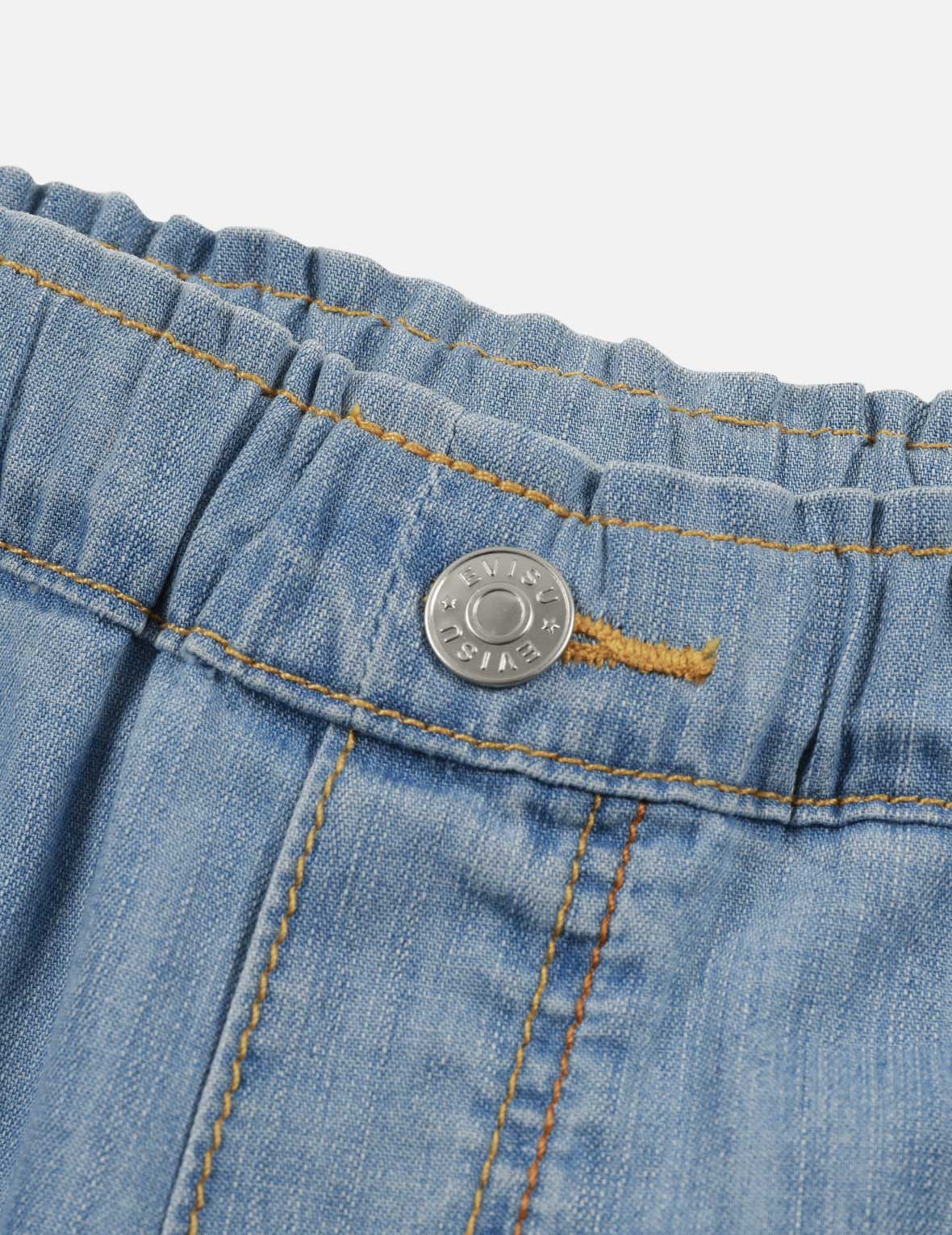 Seagull Print and Overlapping Multi-Pocket Regular Fit Denim Shorts