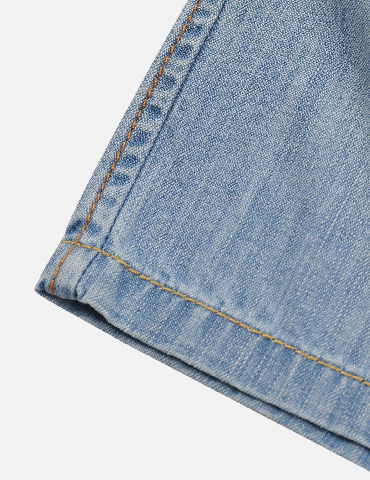 Seagull Print and Overlapping Multi-Pocket Regular Fit Denim Shorts