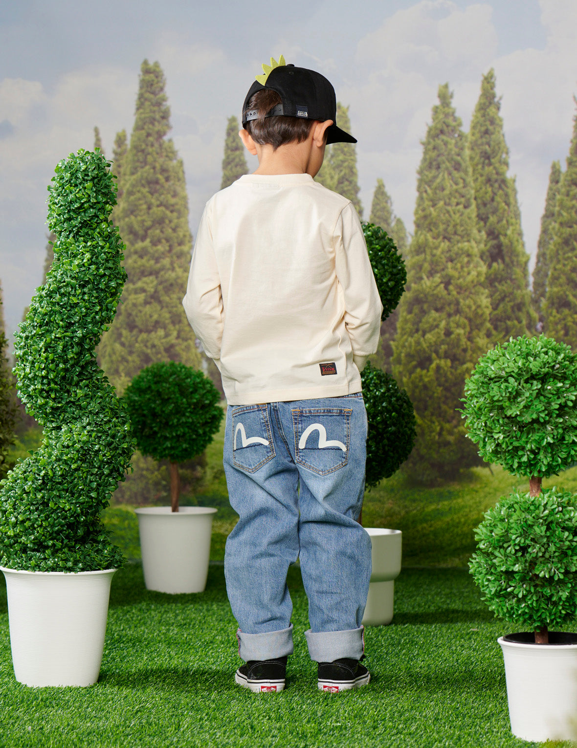 Dinosaur Bear and Seagull Print Regular Fit Jeans