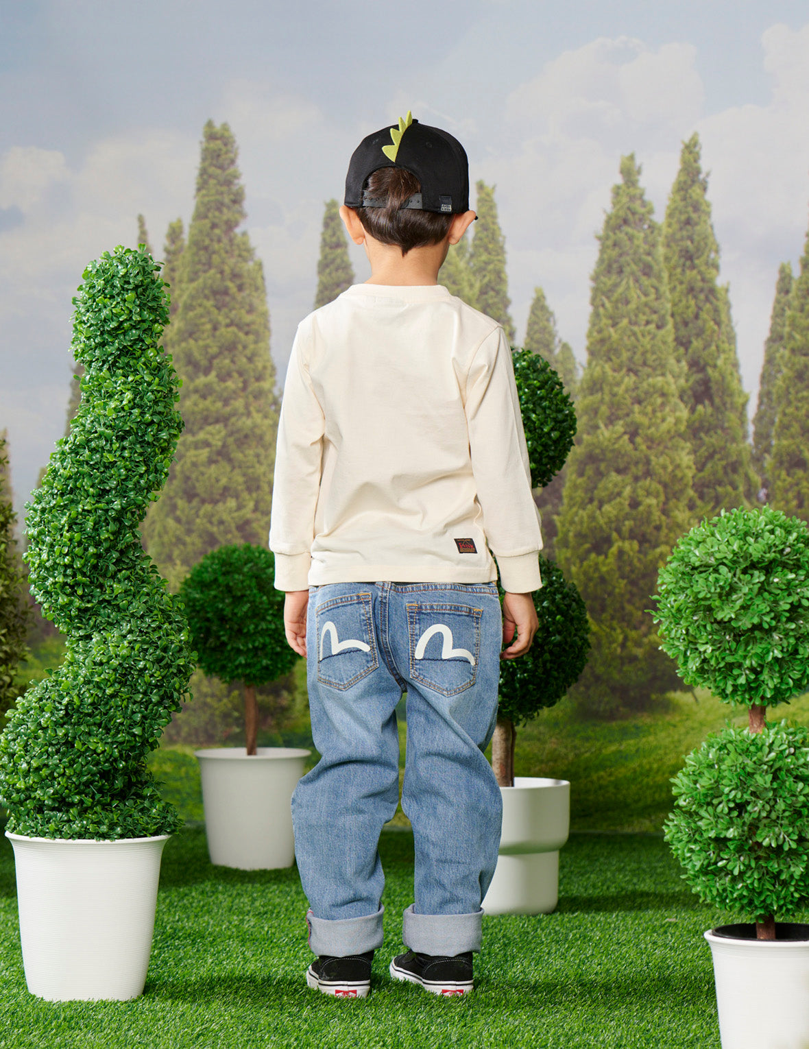 Dinosaur Bear and Seagull Print Regular Fit Jeans