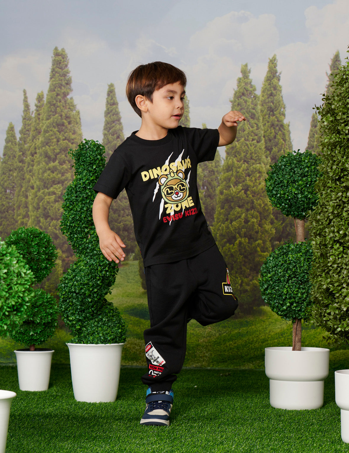 Dinosaur Bear Print Regular Fit T-shirt