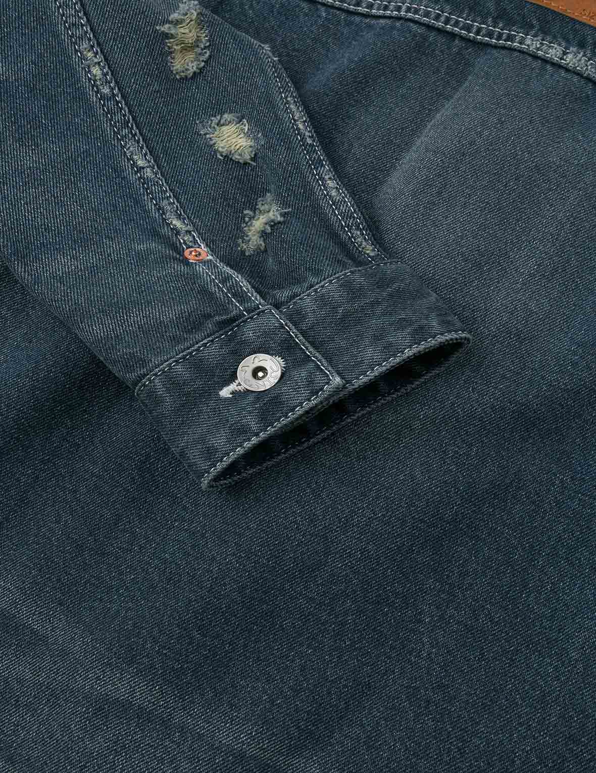 斑駁海鷗印花寬版休閒洗水牛仔外套