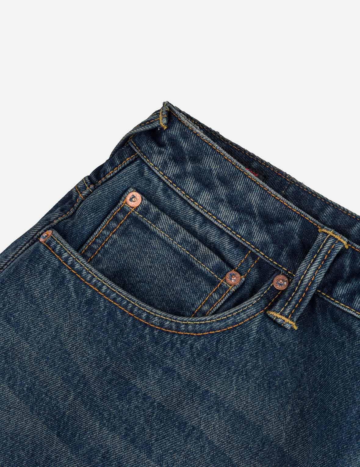 Seagull Embroidery Regular Fit Washed Denim Jorts