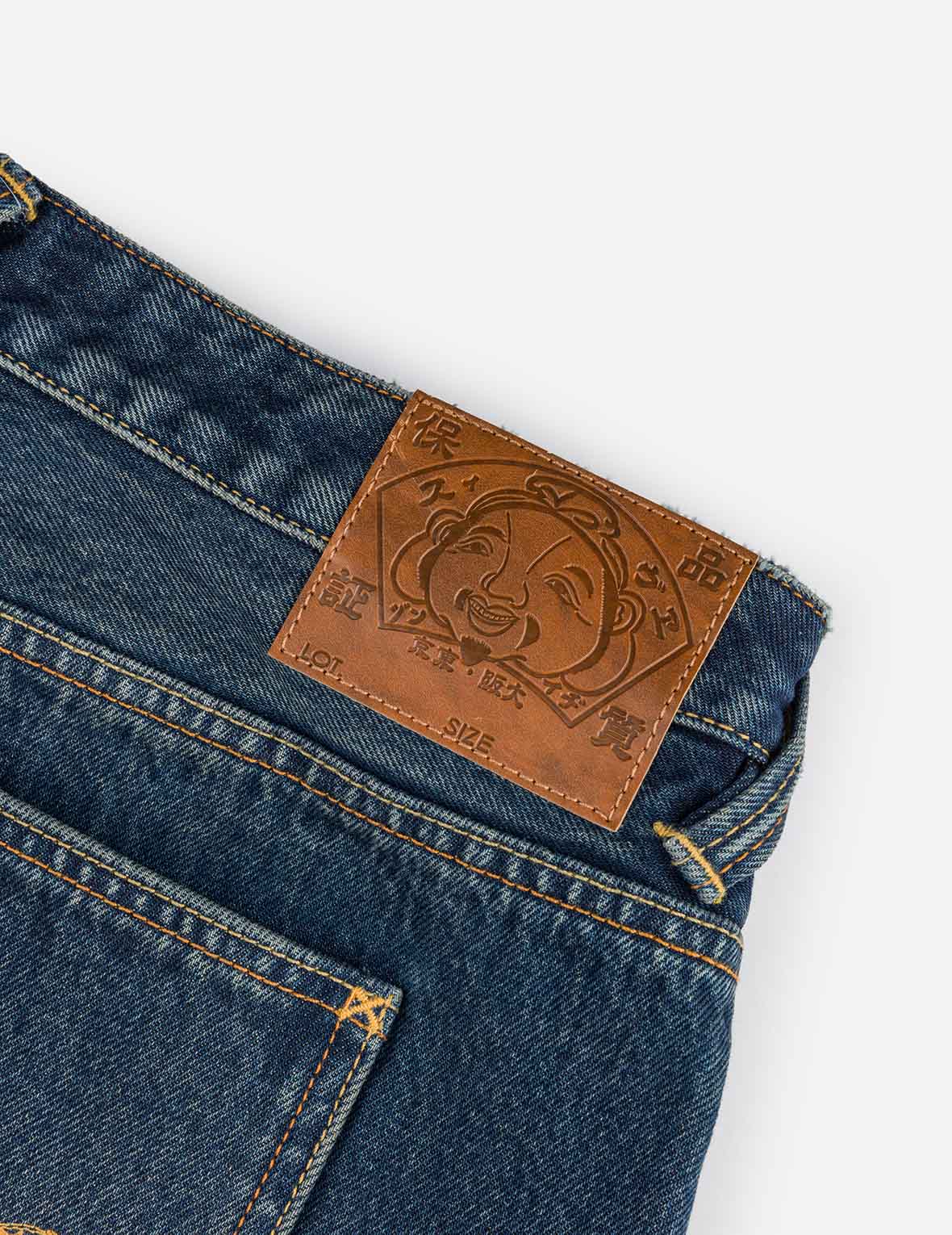 Seagull Embroidery Regular Fit Washed Denim Jorts